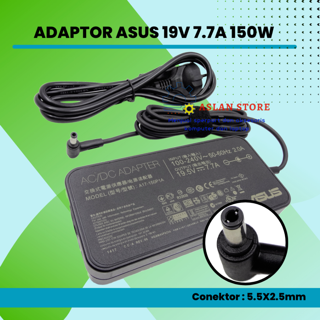 Adaptor Charger Asus Rog Strix GL503V 19.5V-7.7A 150W 150Watt Asus G53Sx Asus G71G Asus G71Gx-Rx05