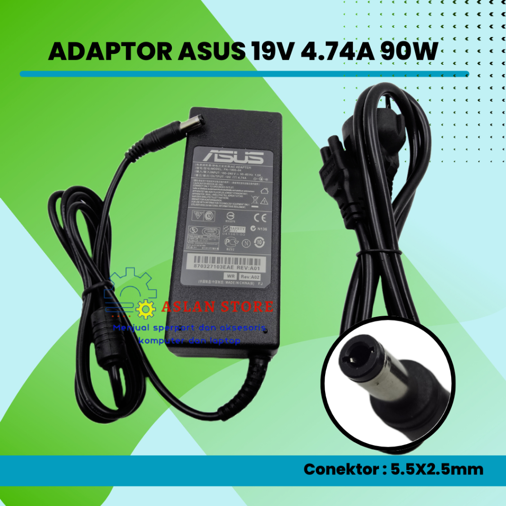 Adaptor Laptop Asus 19V 4.74A 4.74 AC Adapter charger Asus A43E A43S A45 A52J X551CA X551M X551MA X551MAV X555DA X555LA X55A X55C X750J