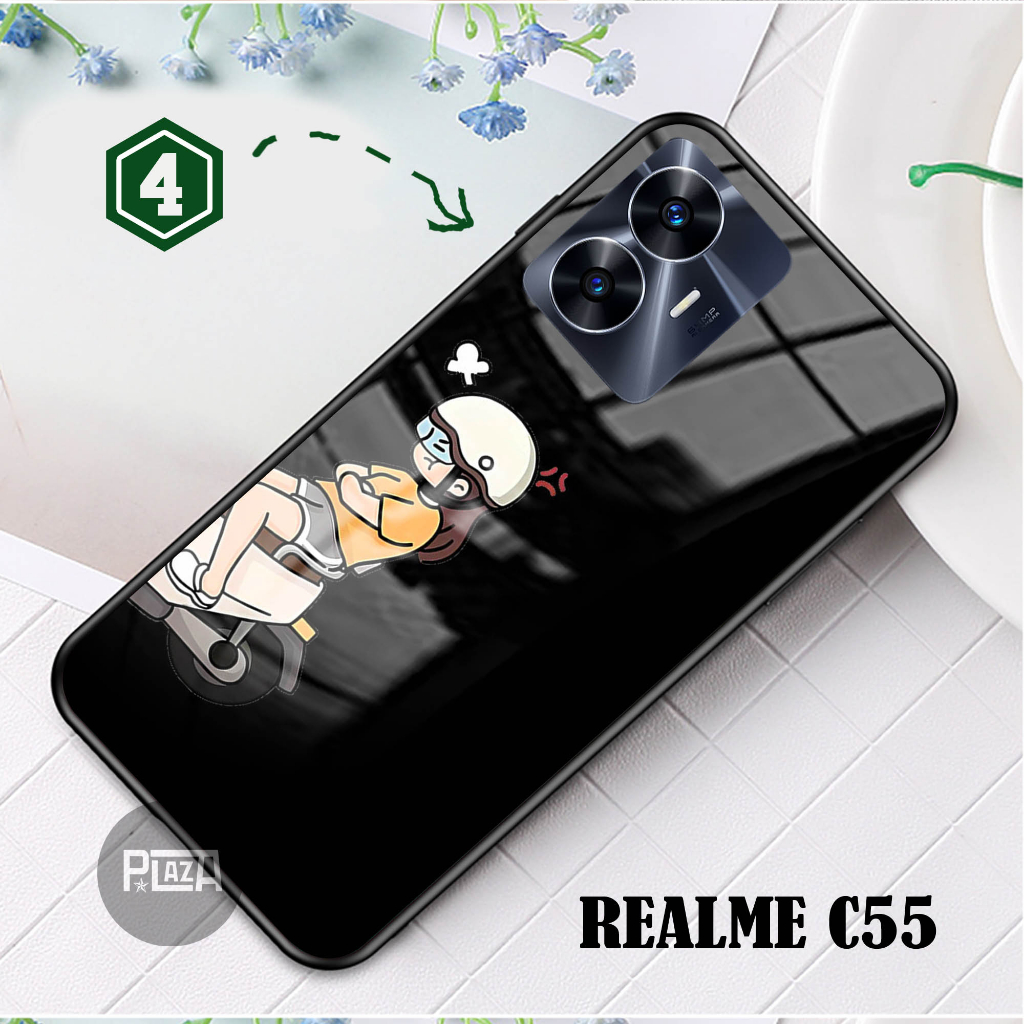 Softcase Glass Kaca COUPLE [K119] REALME C55 Terbaru Casing Handphone-Pelindung Handphone