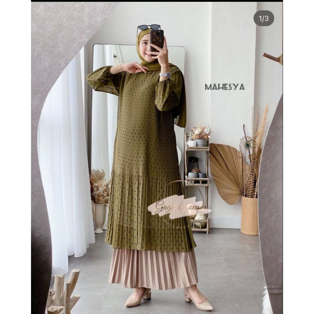 SETELAN ROK PLISKET MAHESYA 2 TWO PCS ori Gagil By OVA