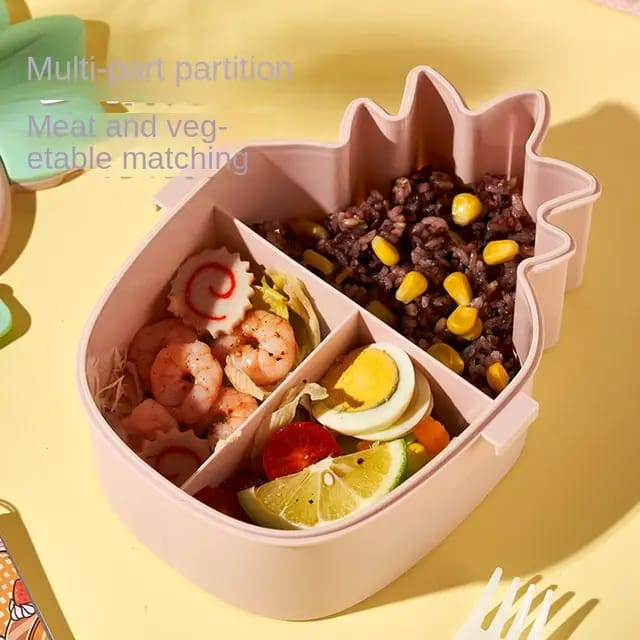 Lunchbox Anak Motif  NANAS - PREMIUM FREE SENDOK GARPU / Kotak Makan Anak / Tempat Makan Kotak Bekal