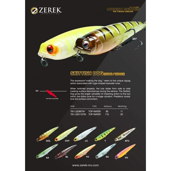 LURE ZEREK WTD SKITTISH DOG 115MM TW