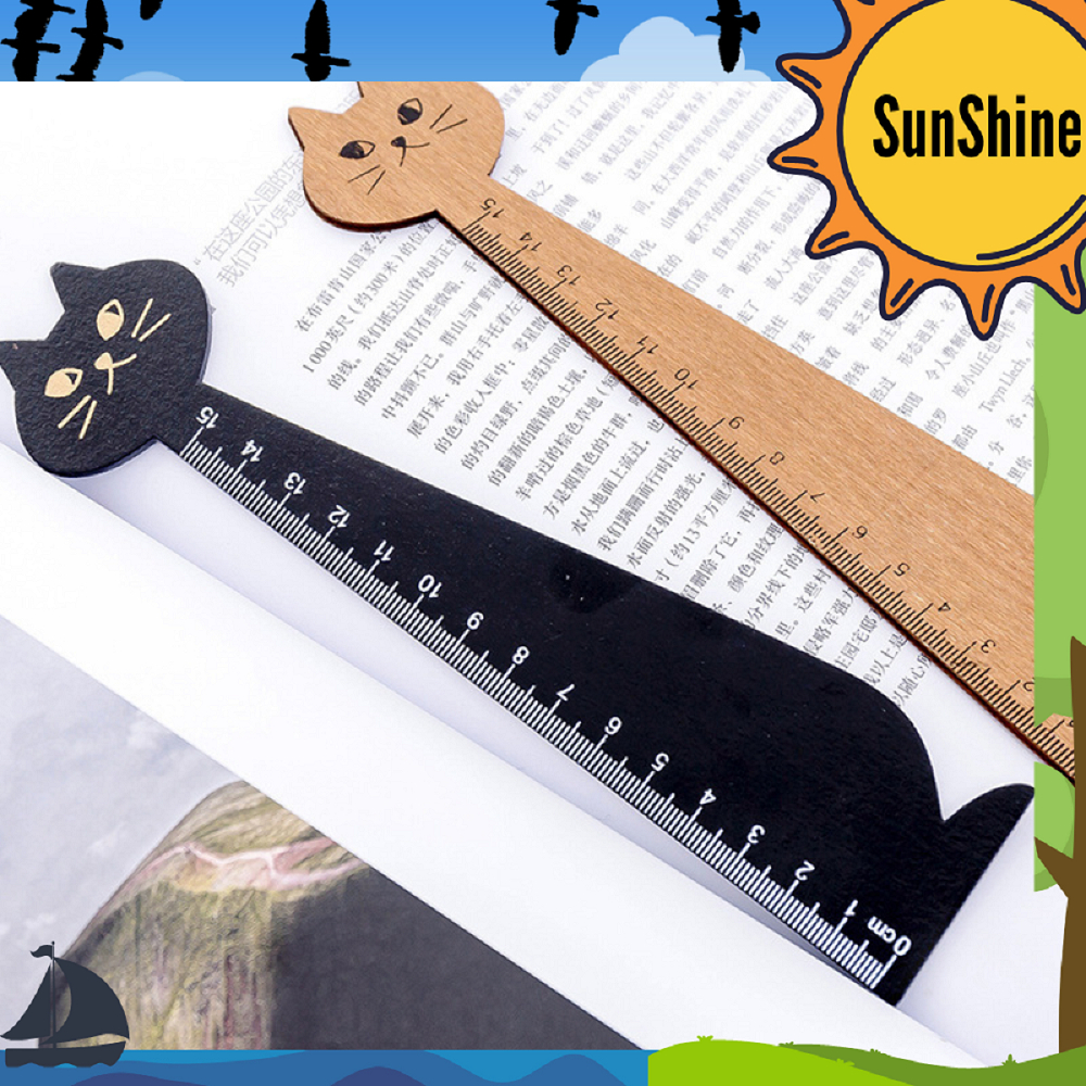 

✨ Sunshine Fancy ✨ Ruler / Penggaris Kayu Motif Kucing 15 Cm RS0007