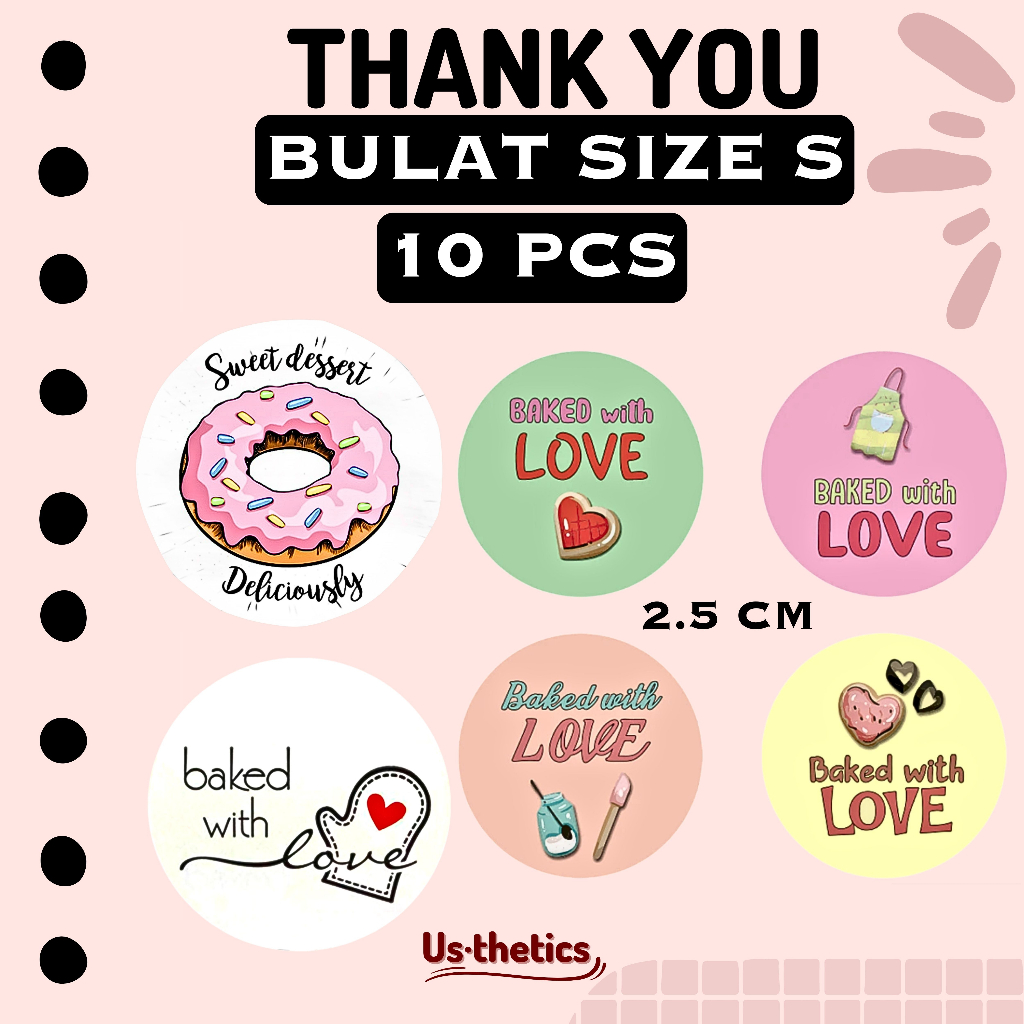 

(10 pcs) Sticker Thank You Baked Cookies Bulat Kecil 2.5cm | Label Amplop Terima Kasih Segel Dus Box Kue Baking
