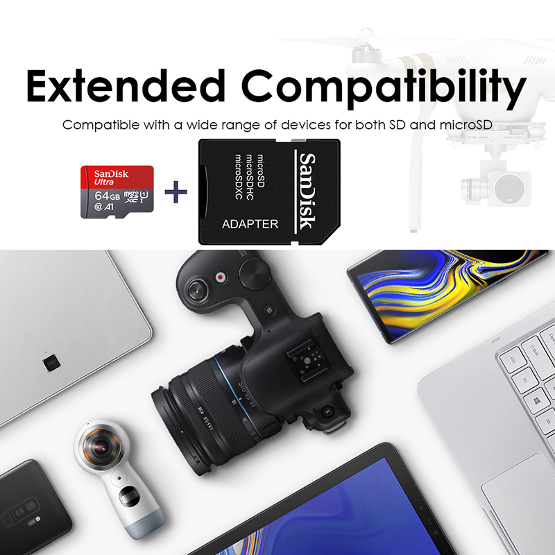 100%Original【Local】SanDisk Memory Card 64gb 32gb 128gb 256GB 512gb A1 Micro Sd card100mb/S