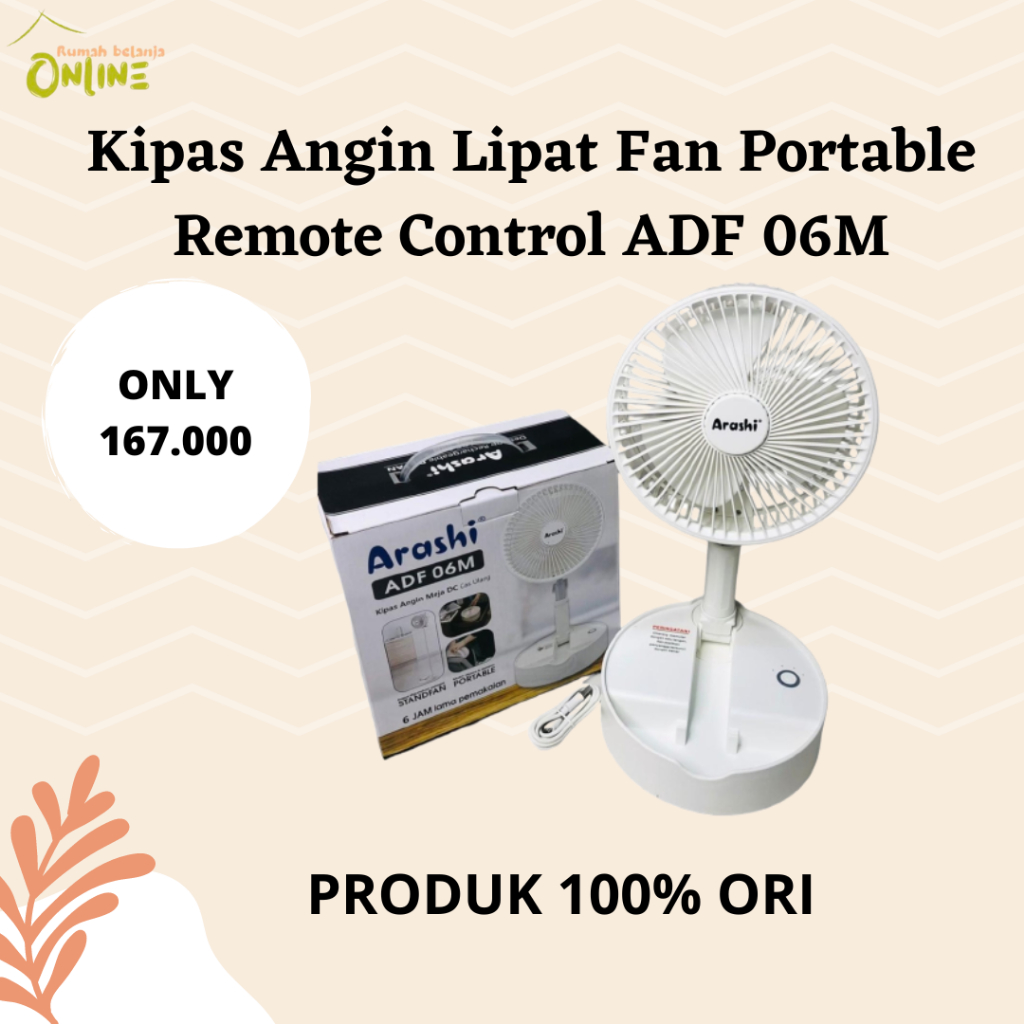 Kipas Angin Lipat Fan Portable Remote Control ADF 06M