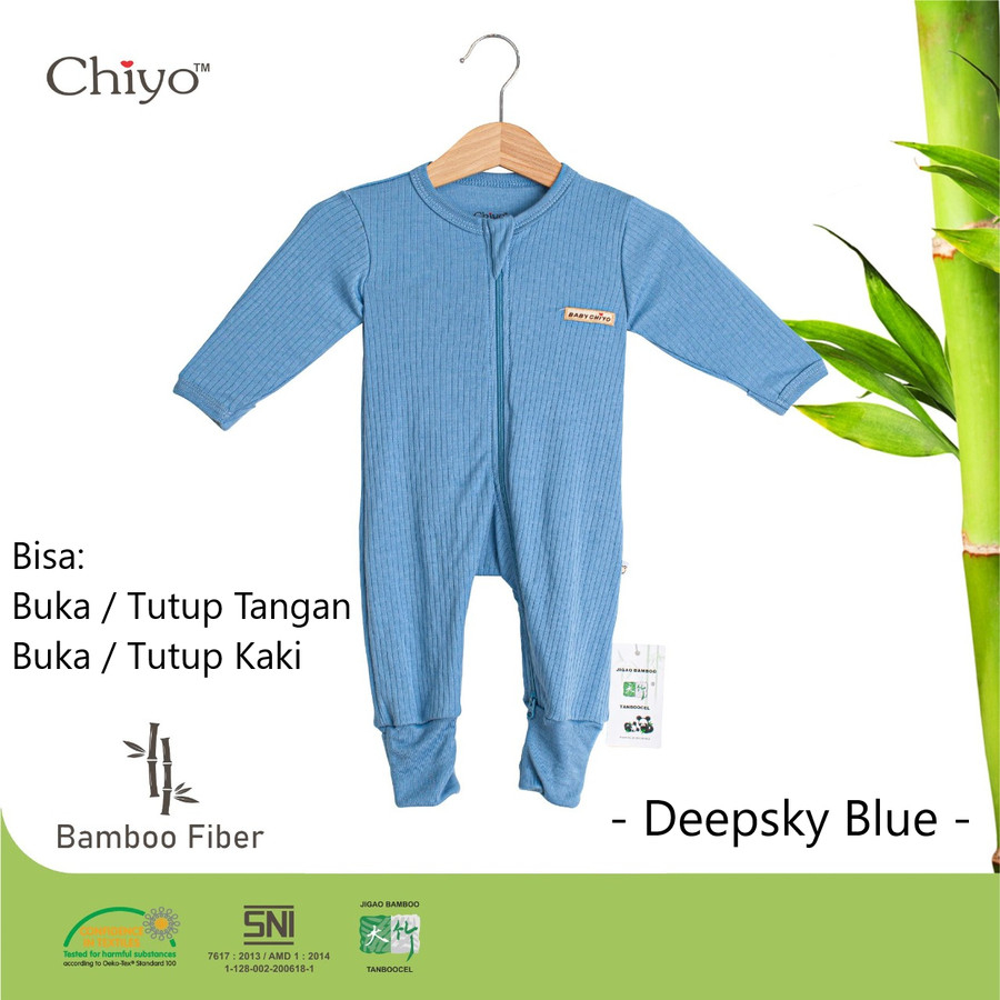 [TOMS] [0-3bln] CHIYO BABY (1pcs) Jumper Panjang Zipper Sleepsuit 2in1 BAMBOO FIBER