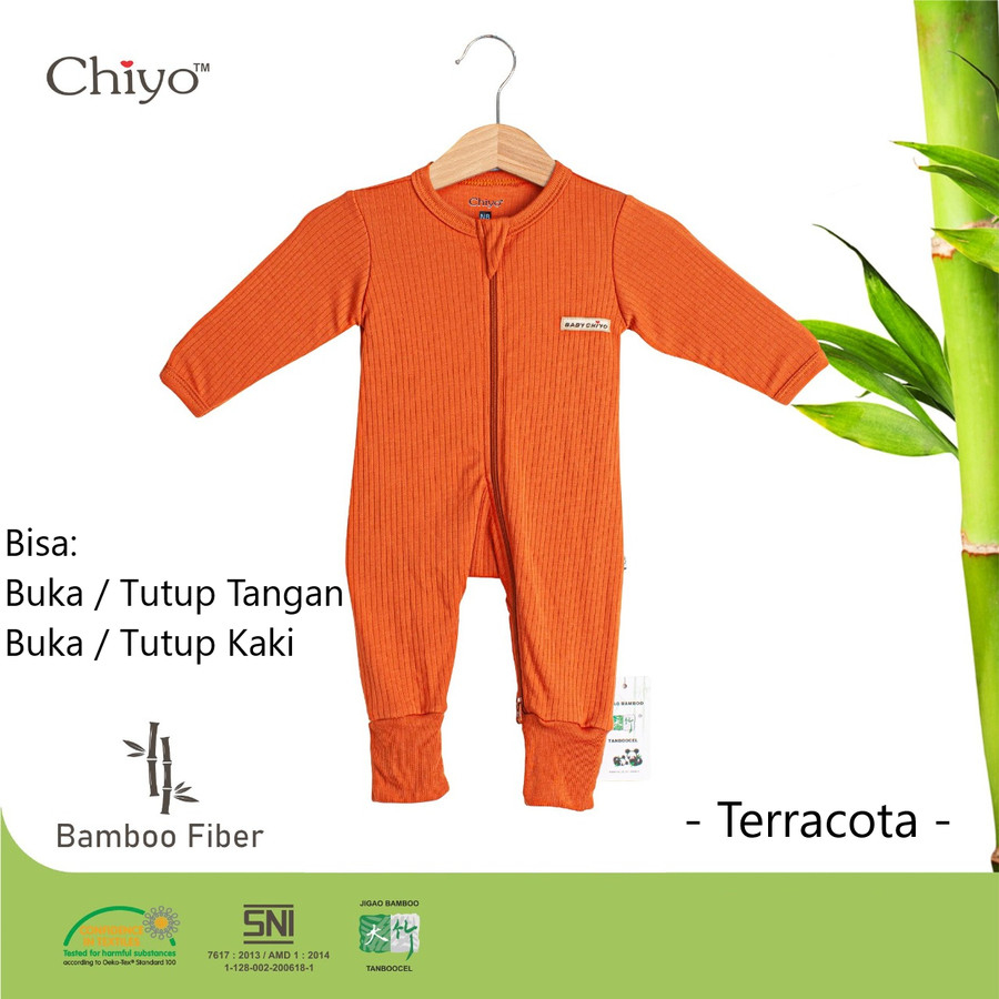 [TOMS] [0-3bln] CHIYO BABY (1pcs) Jumper Panjang Zipper Sleepsuit 2in1 BAMBOO FIBER