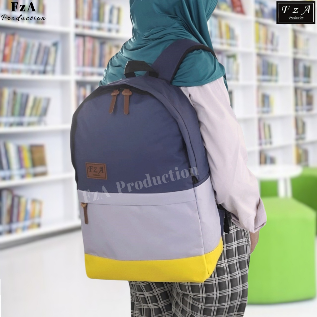 FzA Official - Big Promo..Tas Ransel Distro sekolah kuliah Kerja Pria 4286CV Tas Ransel Laptop - Baby Blue