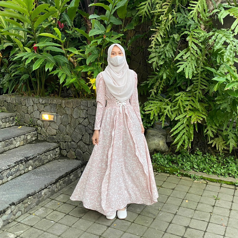 Chessy Dress By Arasa Hijab • Korean Dress • Vintage Dress • Dress kondangan • Dress Lebaran • Dress Motif Crinkle Premium • Dress Cantik • Dress kondangan