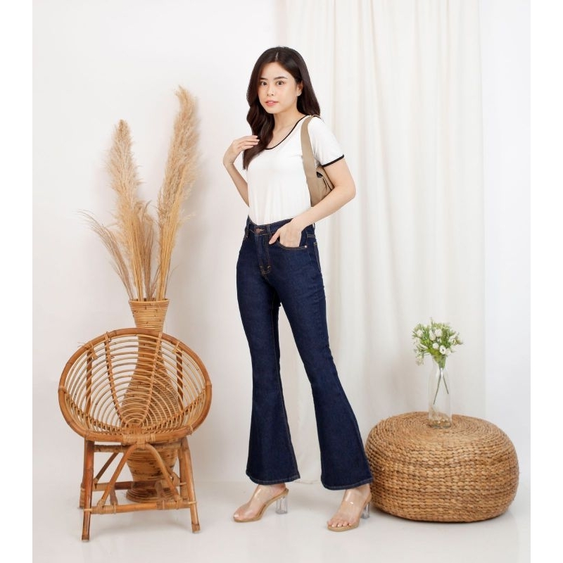 Highwaist Cutbray Jeans Wanita Modis