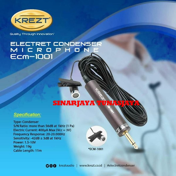 Mic Kabel Krezt ECM 1001 Clip On Jepit microphone ECM-1001 ecm1001