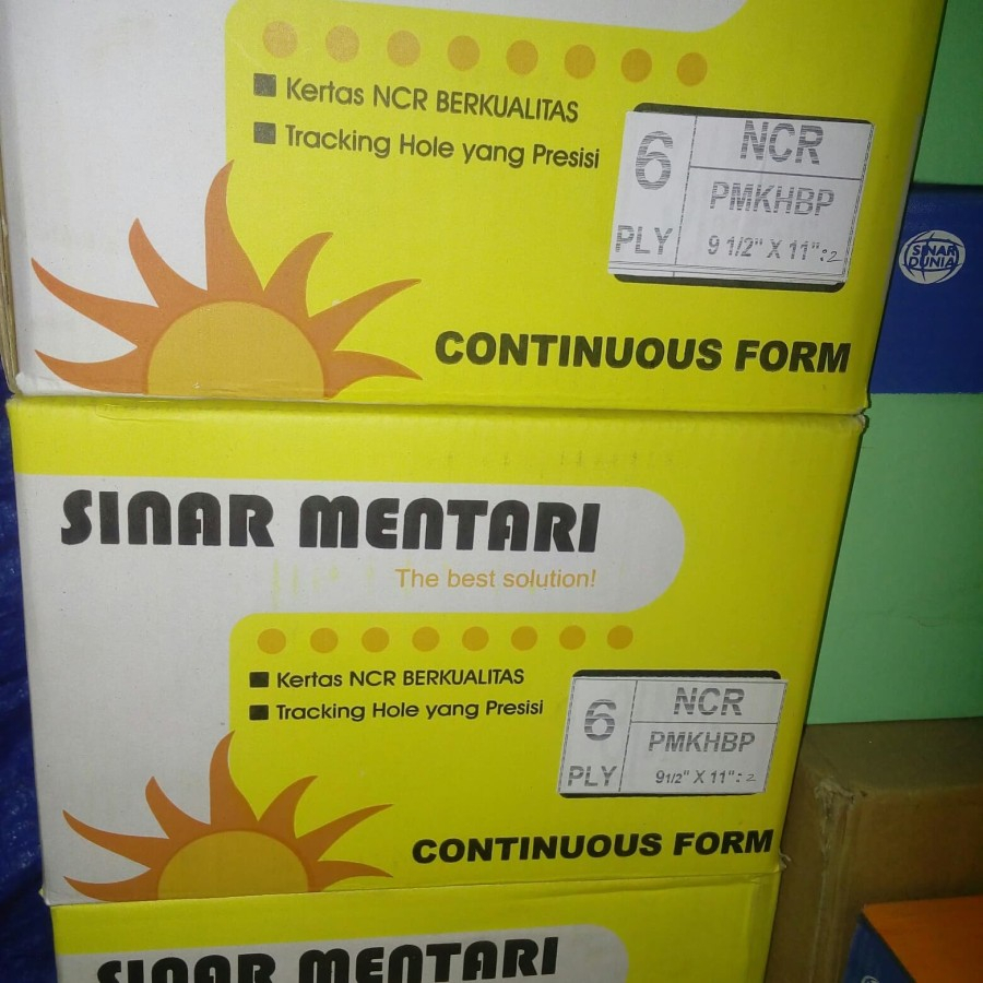 

Continuous form 9.1/2" x 11" 6 PLY PRS Warna Sinar Mentari