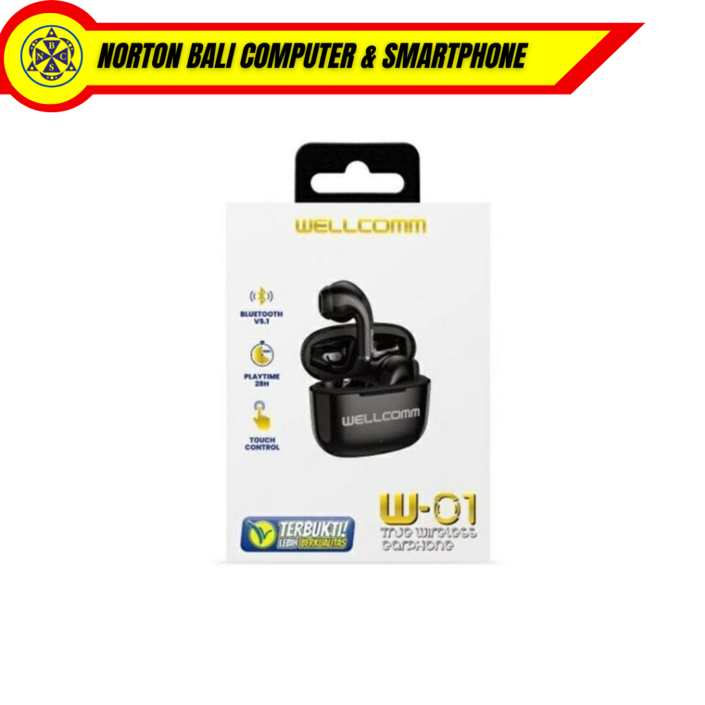 Earphone Wireless Tws Wellcomm W-01 Headset Bluetooth Wellcomm W01