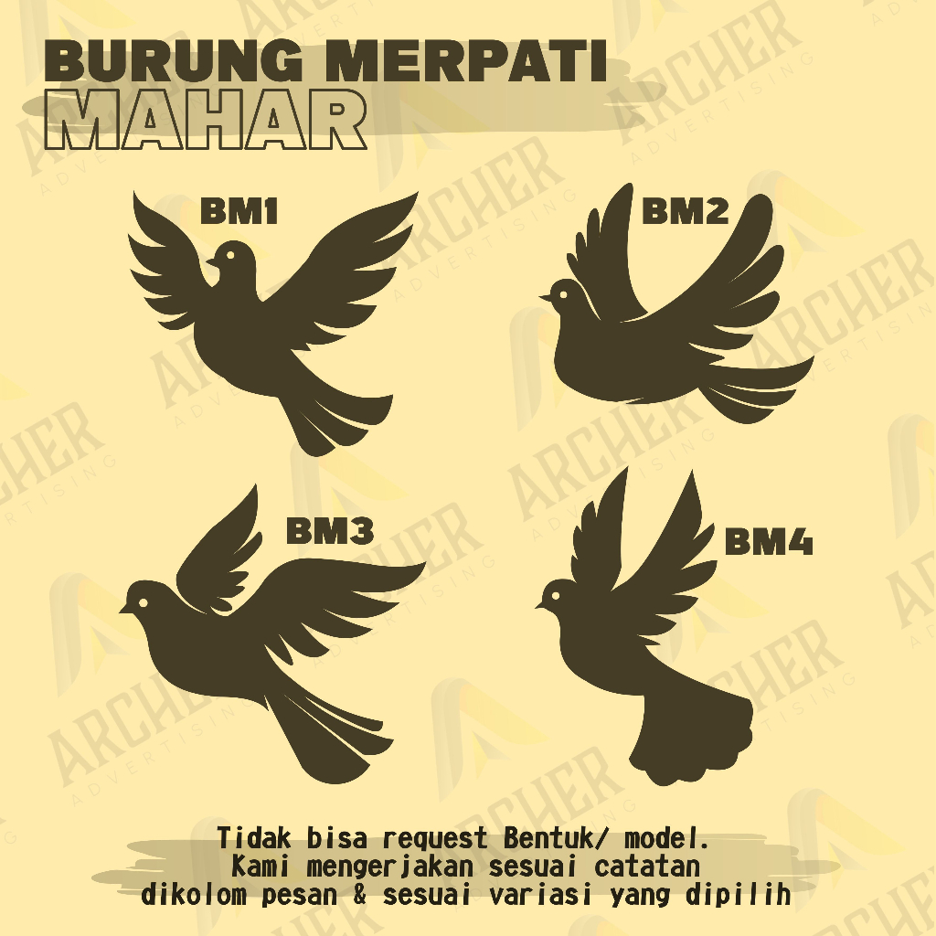 BURUNG MERPATI PLYWOOD HIASAN MAHAR DEKORASI SESERAHAN