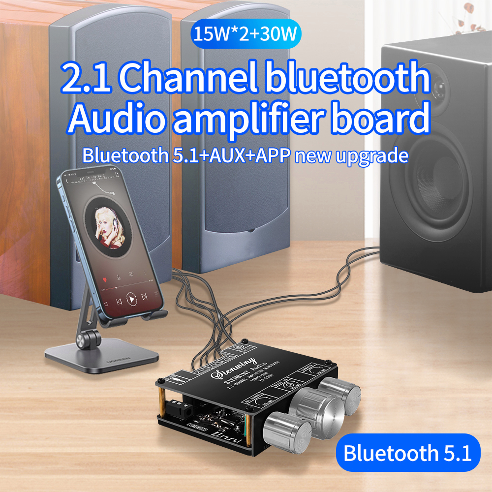 【YS-E30H】Dengan APP  2.1 Channel Bluetooth 5.1 Amplifier Papan Subwoofer Audio Amplifier Modul DC9-24V