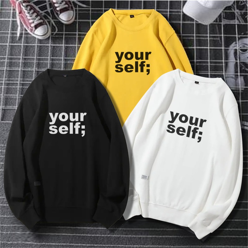 Parisdivarious Sweater Hoodie Sweatshirt Crewneck Yourself Bahan Fleece Size S - XXL (Pria &amp; Wanita)