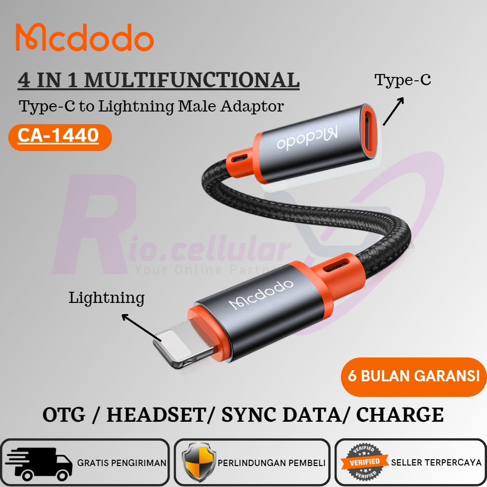 Mcdodo OTG iPhone LIghtning to Type C Female Audio earphone Data Sync &amp; Charge