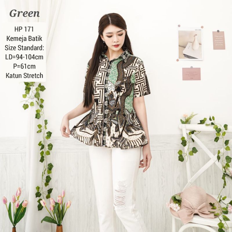 KEMEJA BLOUSE BATIK ISWARA MOTIF CANTIK 171 ATASAN CEWEK BAJU FASHION WANITA MURAH