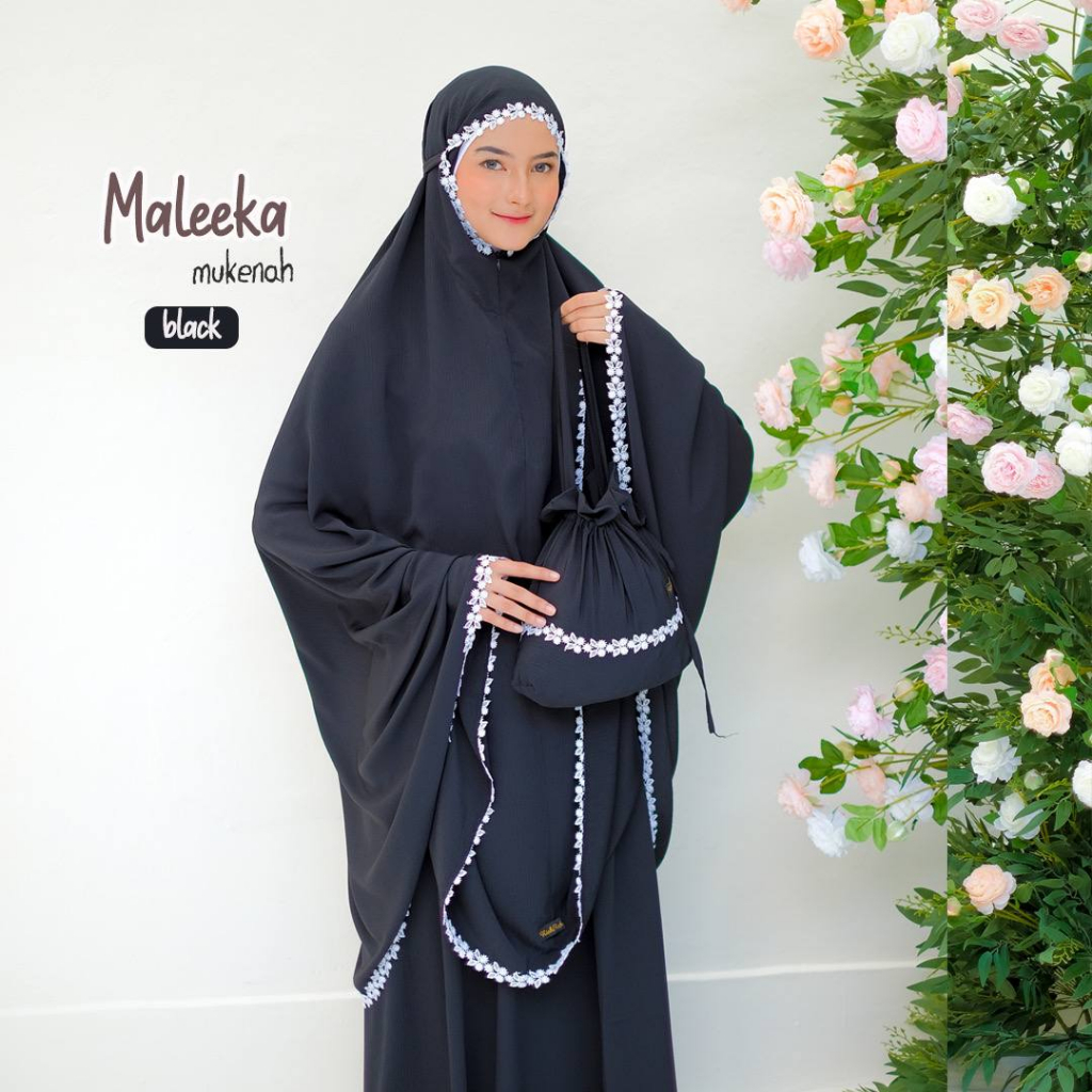 Riskirich Maleeka Mukenah Dewasa Traveling 2in 1 Style Bahan Crinkle Premium Anti Kusut