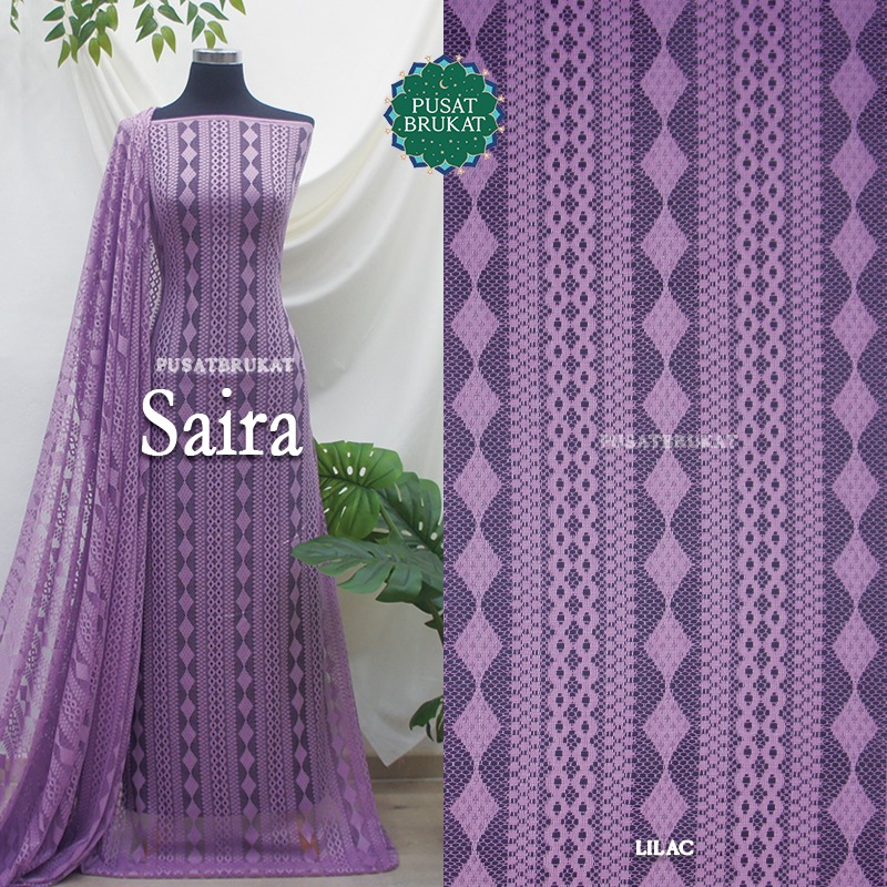 KAIN LACE KEBAYA BROKAT METERAN / BRUKAT GARIS SALUR MALIKA VINTAGE - SAIRA PBH 22866 LEBAR 150CM [Harga per 0.5m]