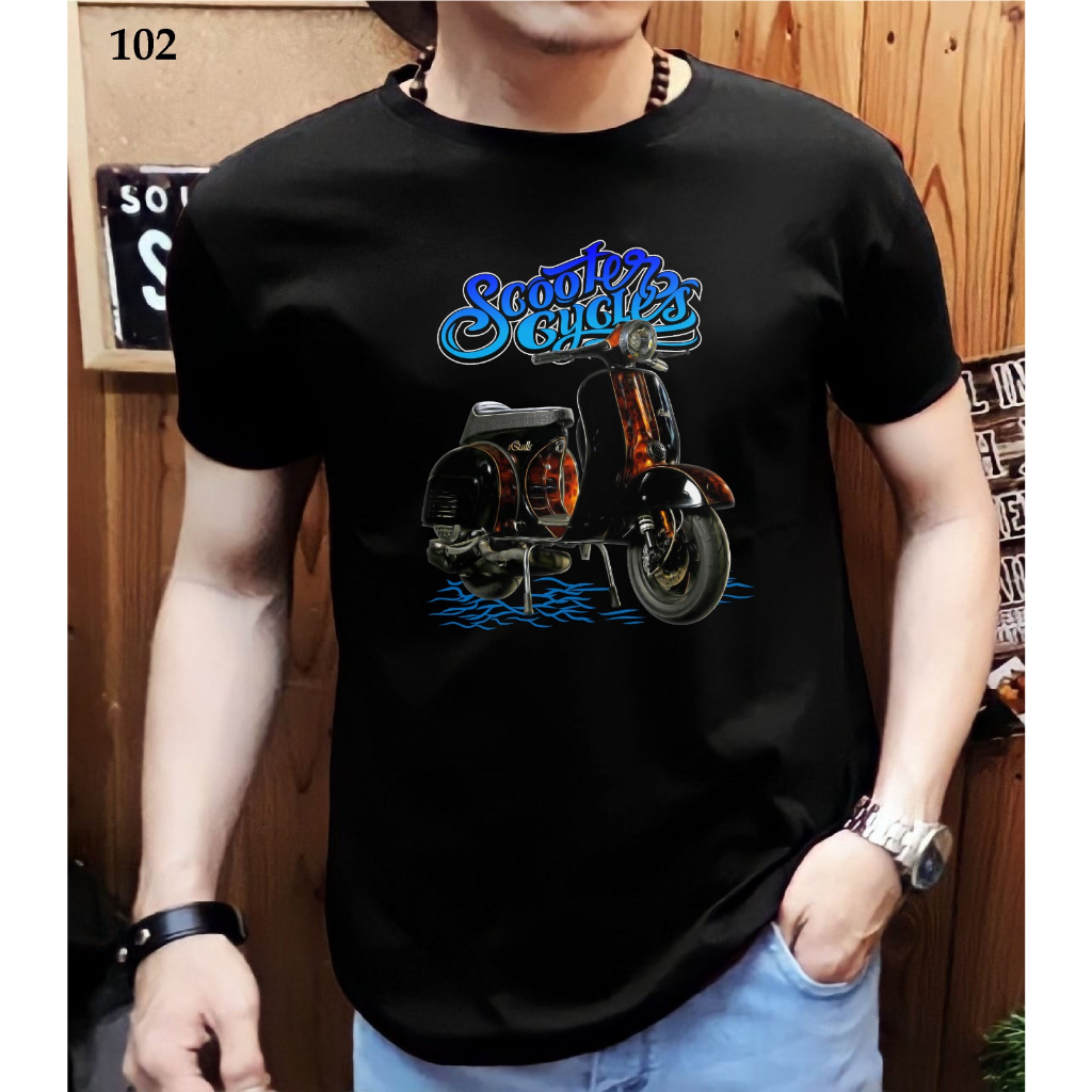 Shalch trendy Kaos Distro Pria Motif Motor Pespa Anak Muda