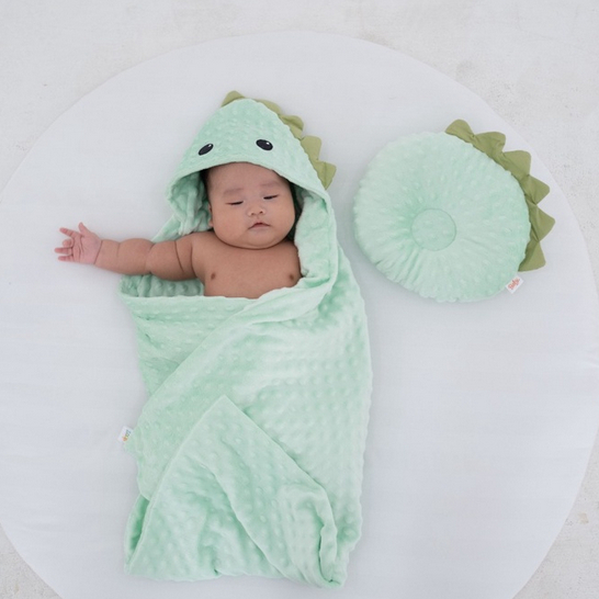 Baby Loop Newborn Pillow Minky Dino - Bantal Peang Baby Loop Bantal Kepala Baby Pillow Minky Bantal Peang