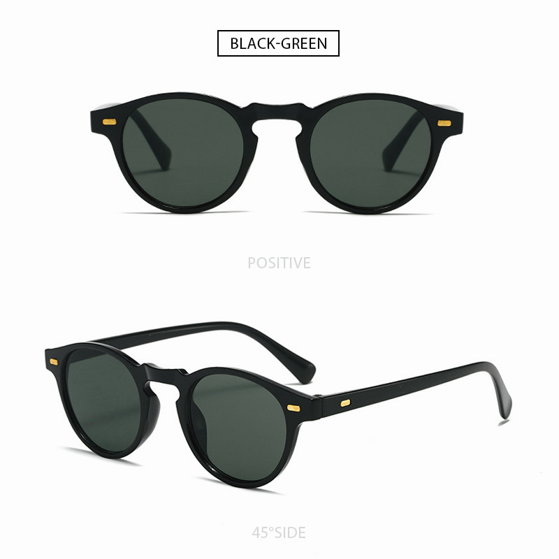 Kacamata Hitam Retro Gaya Wanita Dan Pria Bulat Kecil Vintage Punk Sunglasses Kualitas Tinggi