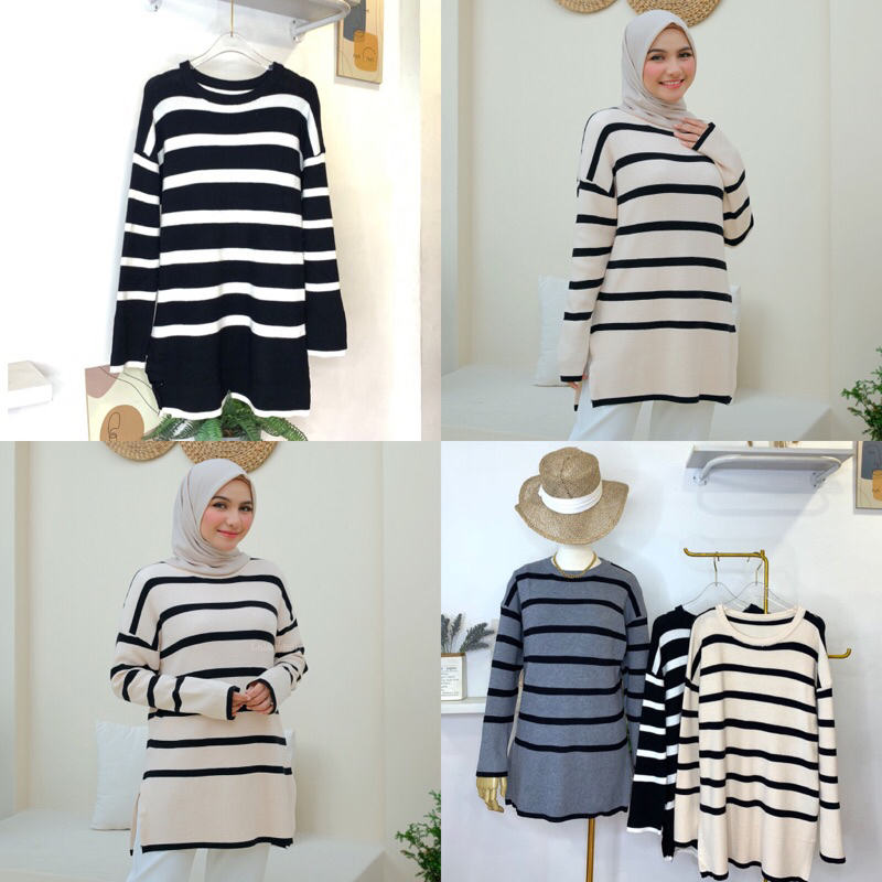 Azura Knited Daily Top | Knit Oversize | Knit Stripe PREMIUM lembut