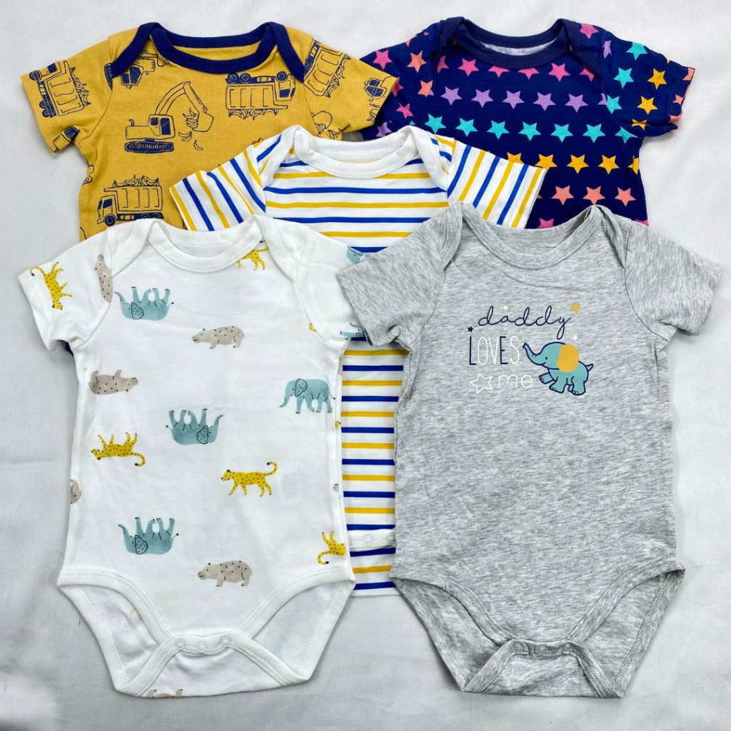 JUMPER SET - 5in1 lengan pendek 0-9 bulan baju bayi jumpsuit baby romper segitiga import premium