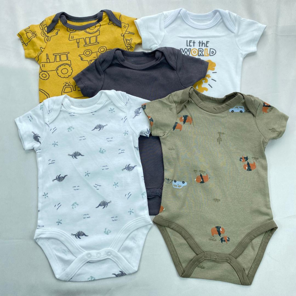 JUMPER SET - 5in1 lengan pendek 0-9 bulan baju bayi jumpsuit baby romper segitiga import premium