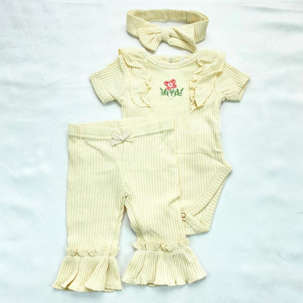 JUMPER SET - 3in1 setelan bayi perempuan 0-9 bulan baju baby cantik korean imut dan lucu import