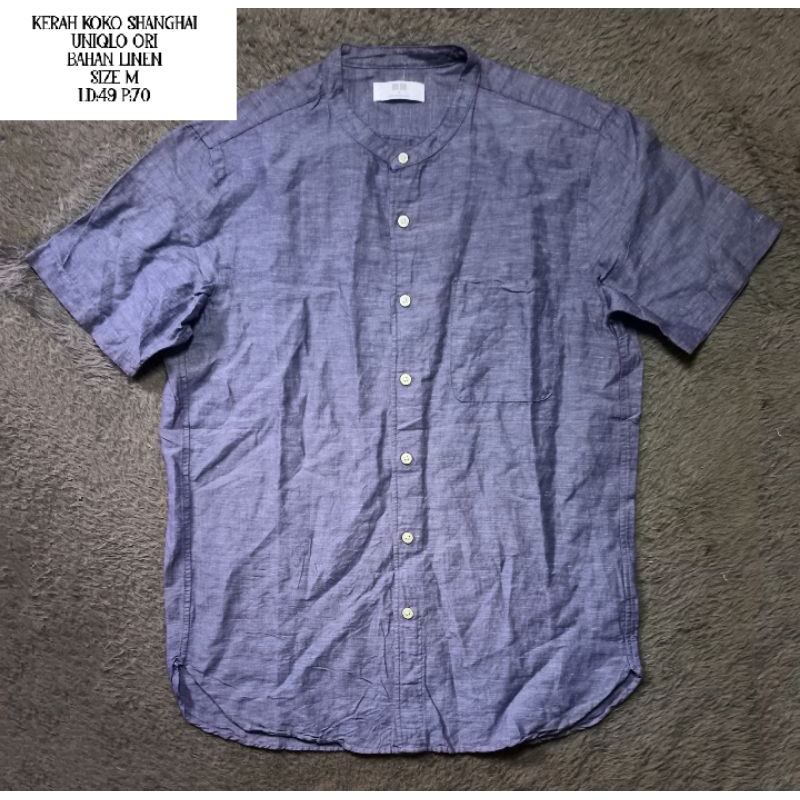 KEMEJA KERAH KOKO SHANGHAI UNIQLO ORI SIZE M
