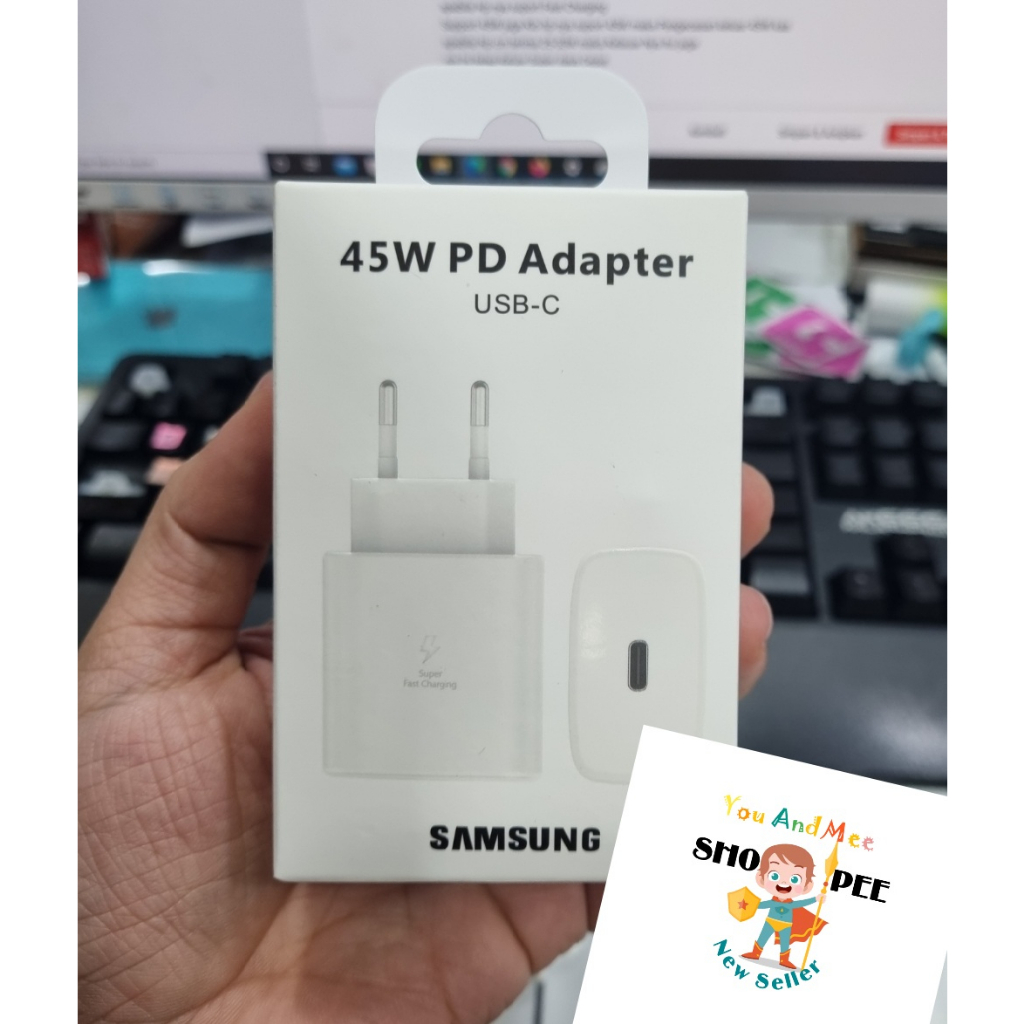 Original 100% 45W Adaptor SUPER Fast Charging &quot;Kepala Charger&quot; Samsung USB C Type Galaxy Note 20 20Ultra 10 10+ 9 8 S23 Plus S22 Ultra S21 S20 S10 Lite S9 S8 Travel Chargeran HP Isi Daya Cepat ORI ASLI Pengisian Bagus Sekali 3.0 A 5.0 V 5G 45 W AN Persen