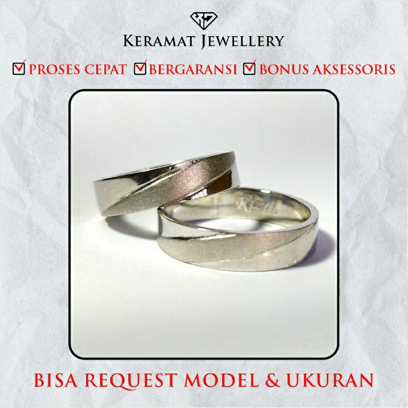 cincin tunangan emas putih couple palladium asli cincin kawin emas asli pria wanita gratis ukir nama