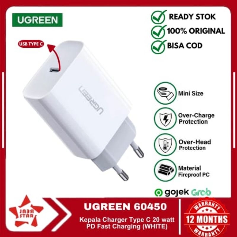 Charger Adaptor UGREEN 38W / 36W / 30W / 25W / 20W / 18W / 10W - QC 3.0 / PD Fast Charging for Iphone Android