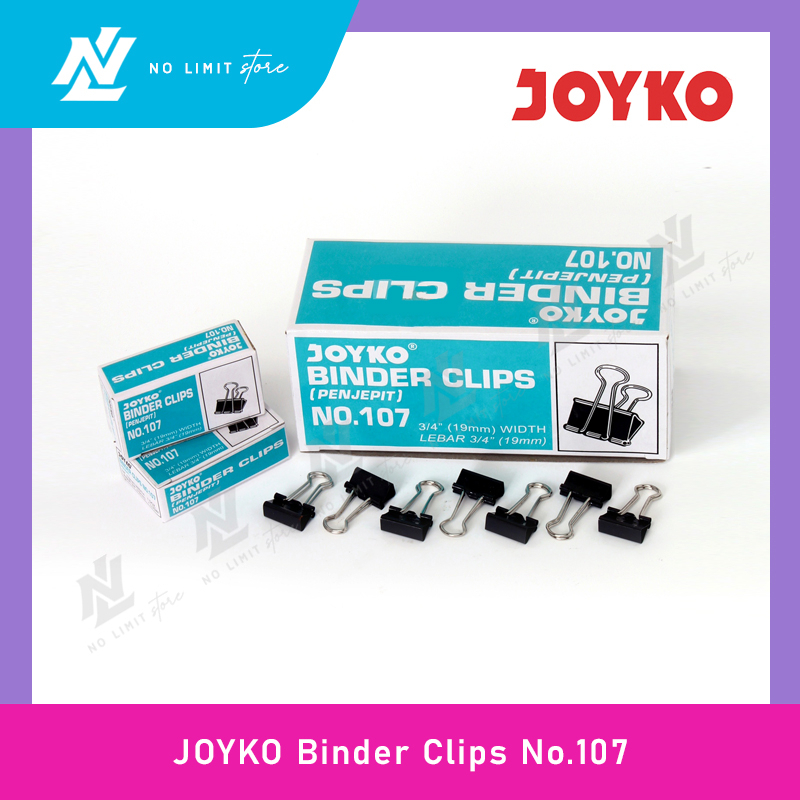 

JOYKO Binder Clip 107 - Klip Penjepit Kertas Joyko - Black - No. 107 - Binder Klip No 107