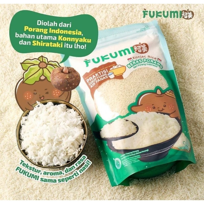 FUKUMI 1 kg "FREE SENDOK TAKAR 5 set" / Beras Diet Sehat / Beras Porang / Beras Shirataki / Beras Di