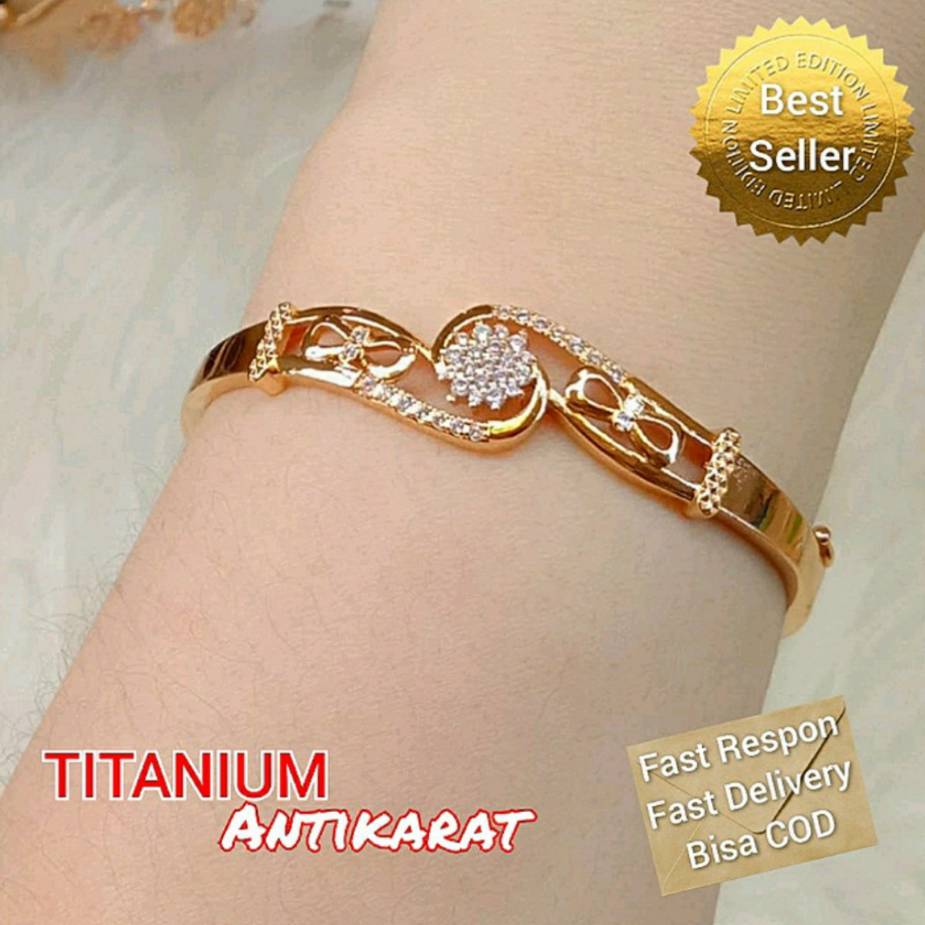 La Vienne - Gelang Titanium Wanita Anti Karat - Perhiasan Titanium Bangle - Favorite Collection