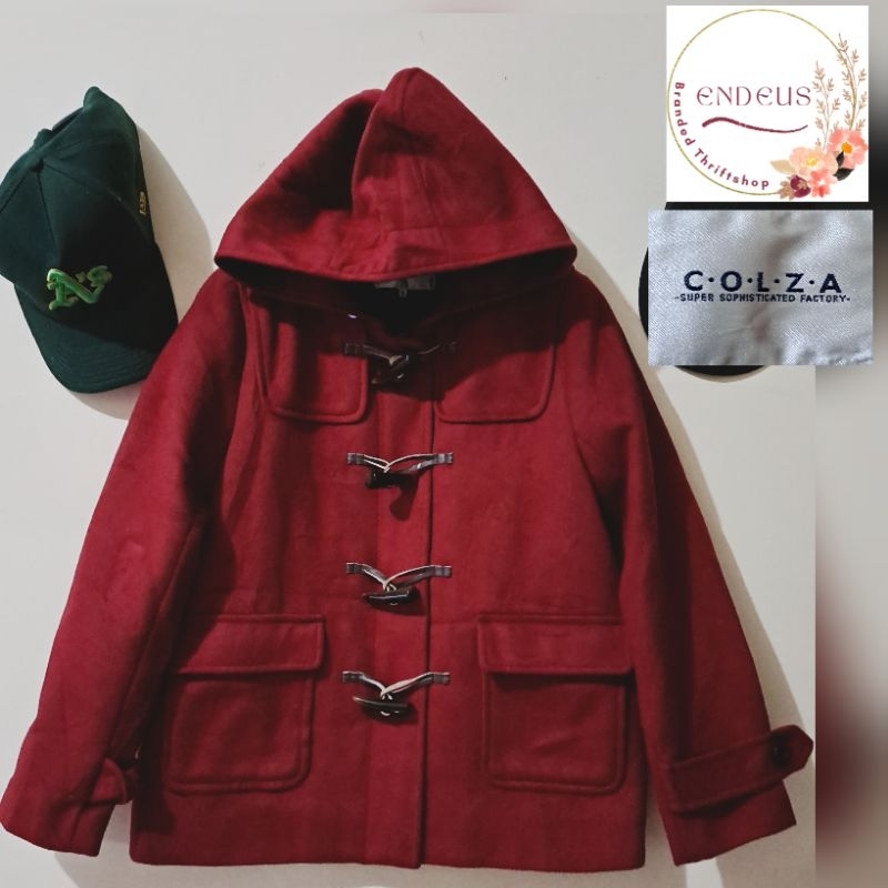 MANTEL COAT KIMTAN WOOL TEBAL COLZA SIZE M WARNA MAROON