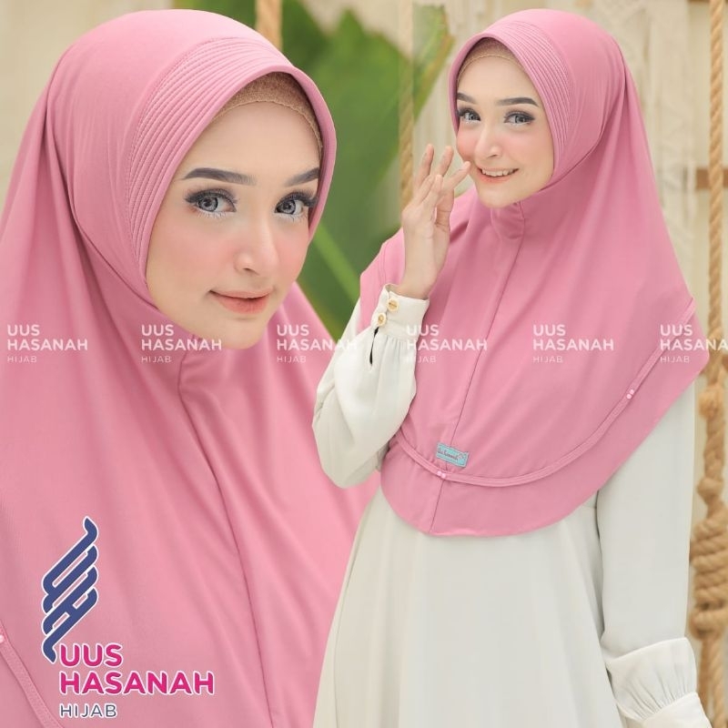 (Uus Hasanah) ZINET •jilbab instan jersey ballerina•hijab instan list mutiara