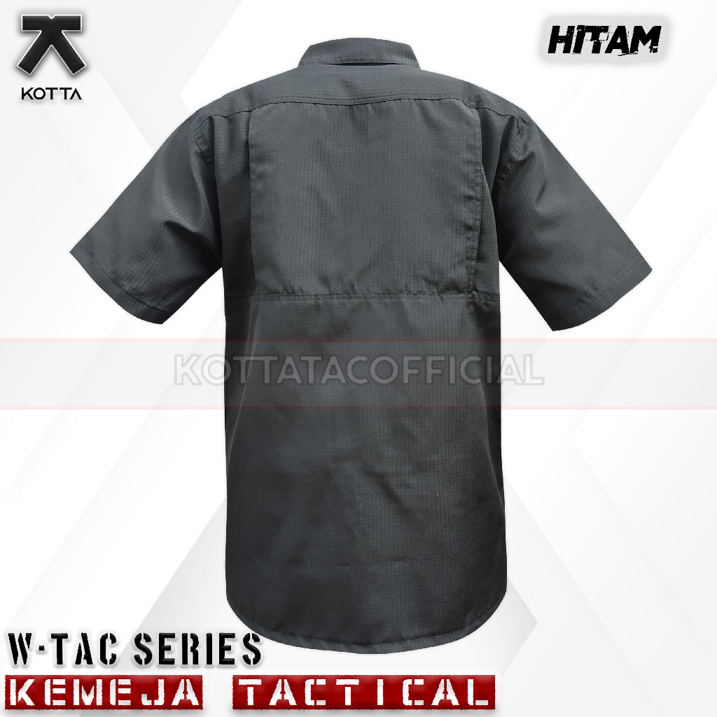 KEMEJA TACTICAL W TAC LENGAN PENDEK HITAM POLOS