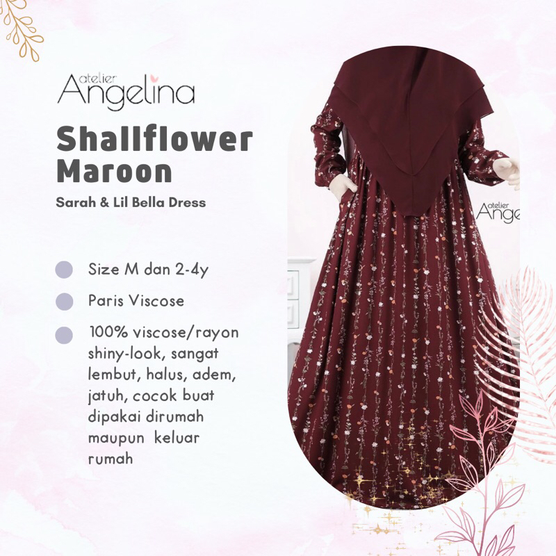 Size M & 2-4y | Shallflower Shall Flower Maroon Sarah Dress Little Sarah Bella Dress Panjang Anak At