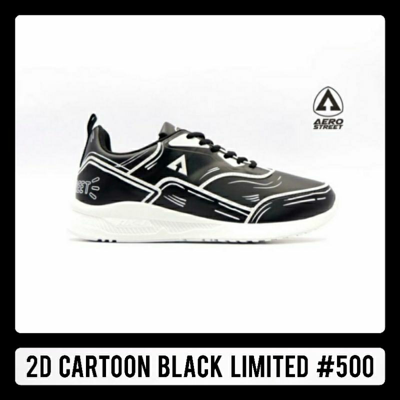 Aerostreet 2D Cartoon Black Limited #500 size 40 dan 42 - New