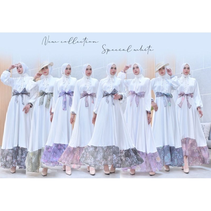 DRESS CITRA ARMANI BUSUI GAMIS LEBARAN BAJU PESTA OUTFIT KONDANGAN SPESIAL PUTIH