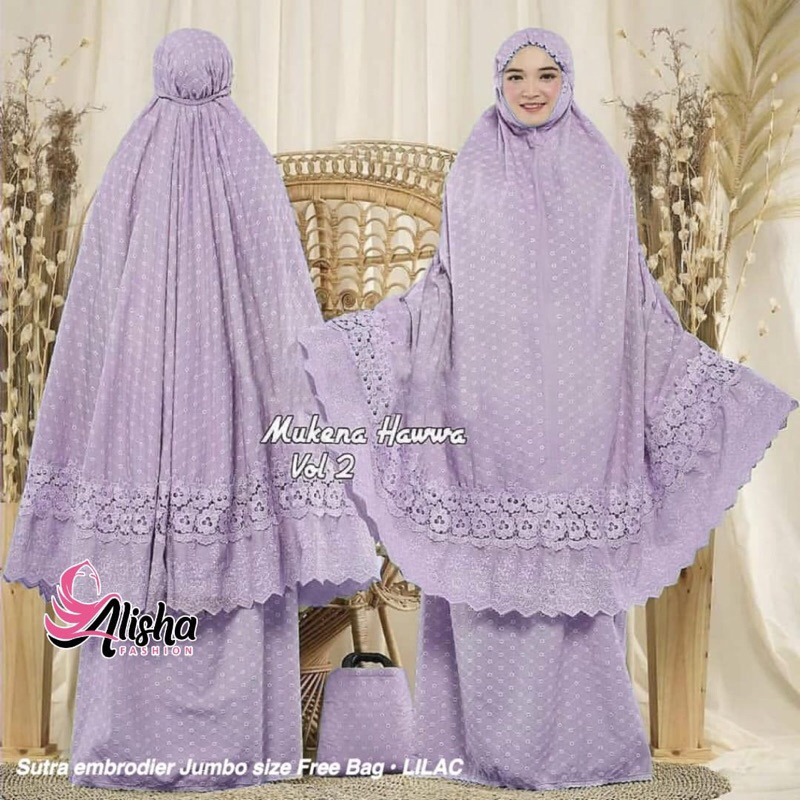 Mukena hawwa mewah seserahan lebaran premium bordir ori sutra embrodier jumbo free tas