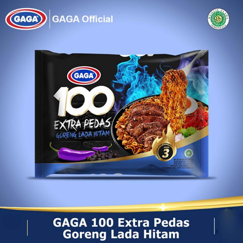 Mie Instan Gaga 100/ Mie Goreng Extra Pedas/ Mie Rasa Lada Hitam
