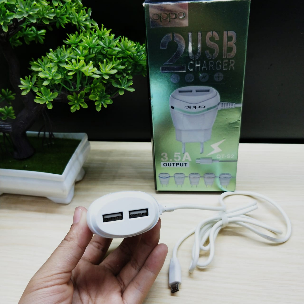 TRAVEL CHARGER ATAU CASAN OPPO SAMSUNG ATAU XIAOMI QT-S2 2 USB 3.5A BY.SULTAN