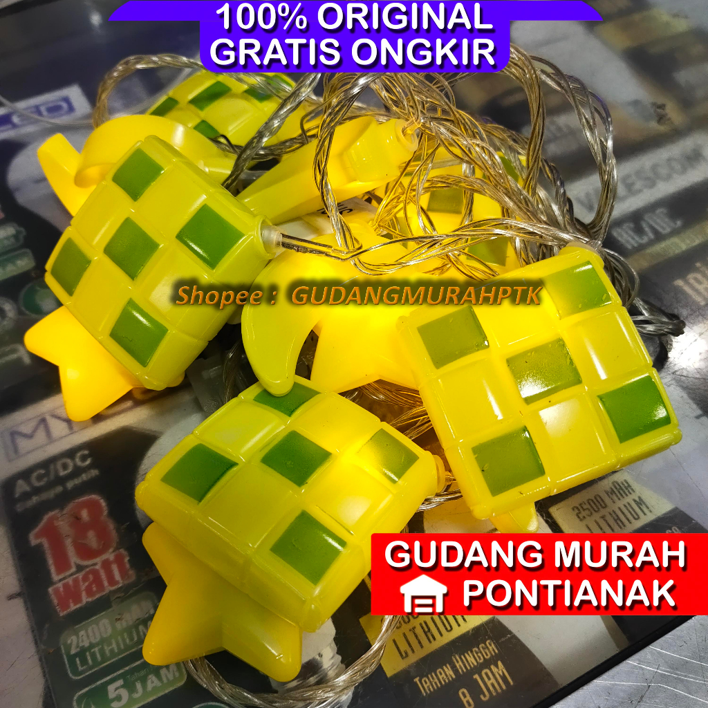 Lampu Seri Ketupat Juntai Bintang Bulan Ketupat