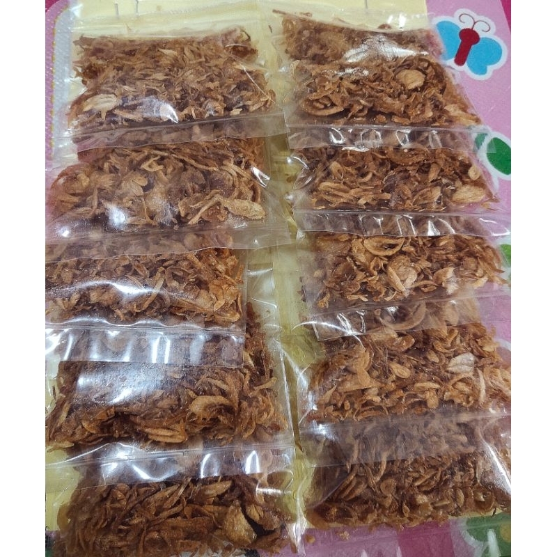 

Bawang Goreng Sumenep Asli Tanpa Campuran Tepung Murah 10 gram